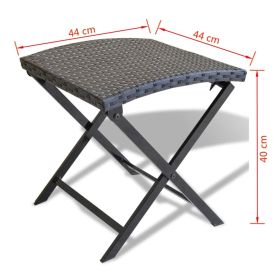 vidaXL Folding Stool Poly Rattan Black