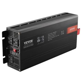 VEVOR Modified Sine Wave Inverter, 3000Watt, DC 12V to AC 120V LCD Display Power Inverter with 3 AC Outlets 2 USB Port 1 Type-C Port 10 Spare Fuses