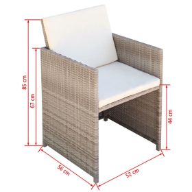 vidaXL Patio Chairs 2 pcs with Cushions and Pillows Poly Rattan Beige