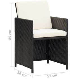 vidaXL Patio Chairs 2 pcs with Cushions and Pillows Poly Rattan Black