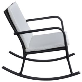 vidaXL Outdoor Rocking Chair Black Poly Rattan (Option: as picture)